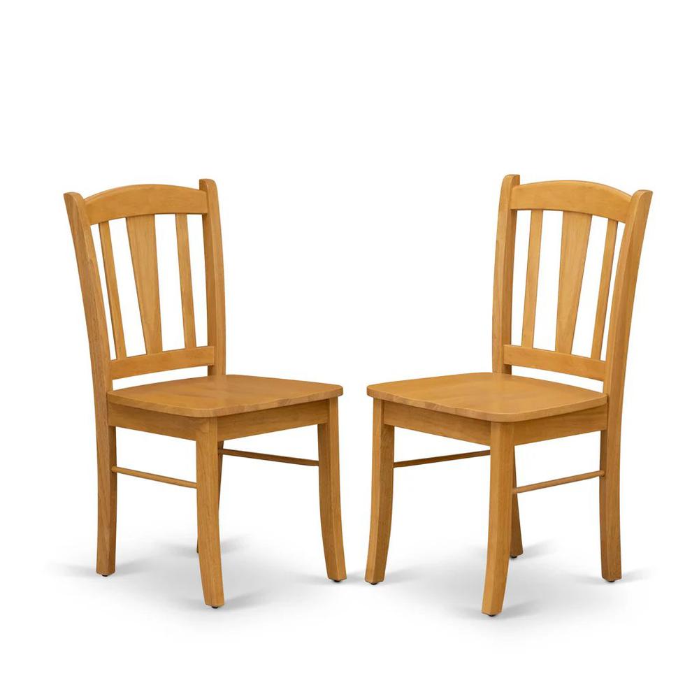 ANDL3-OAK-W - 3-Piece Dinette Room Set- 2 Kitchen Dining Chair and Wooden Dining Table - Wooden Seat and Slatted Chair Back - Oak Finish. Picture 3