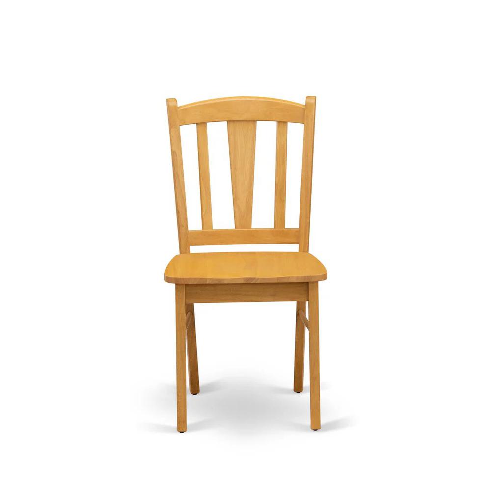 ANDL5-OAK-W - 5-Pc Dining Room Table Set- 4 Dining Room Chair and dining table - Wooden Seat and Slatted Chair Back - Oak Finish. Picture 3