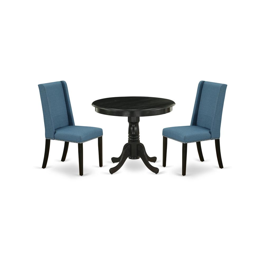 Dining Room Set Wirebrushed Black, ANFL3-ABK-21. Picture 1