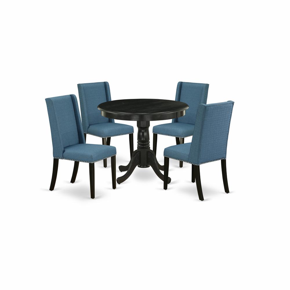 Dining Room Set Wirebrushed Black, ANFL5-ABK-21. Picture 1
