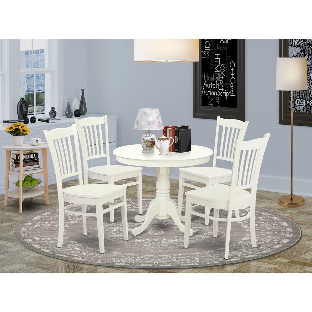 5  Pc  set  with  a  Kitchen  Table  and  4  Wood  Kitchen  Chairs  in  Linen  White.. Picture 2