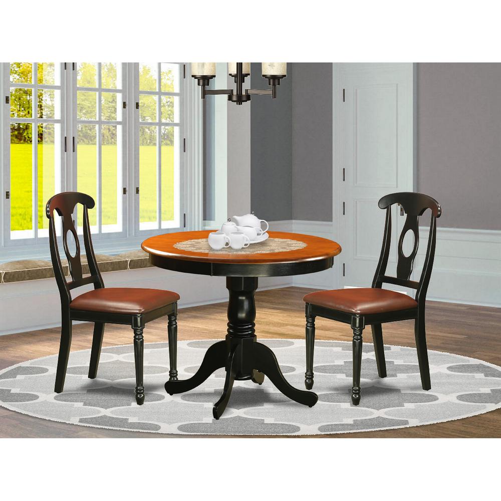 Black  3  Pc  Dining  room  setwith  2  Leather  Chairs. Picture 4