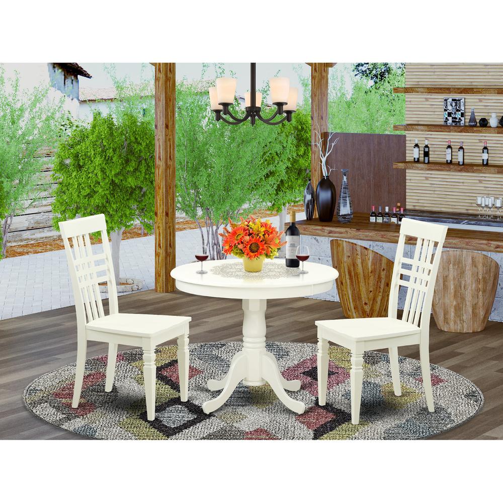 3  Pc  set  with  a  Kitchen  Table  and  2  Wood  Kitchen  Chairs  Having  Linen  White  .. Picture 1