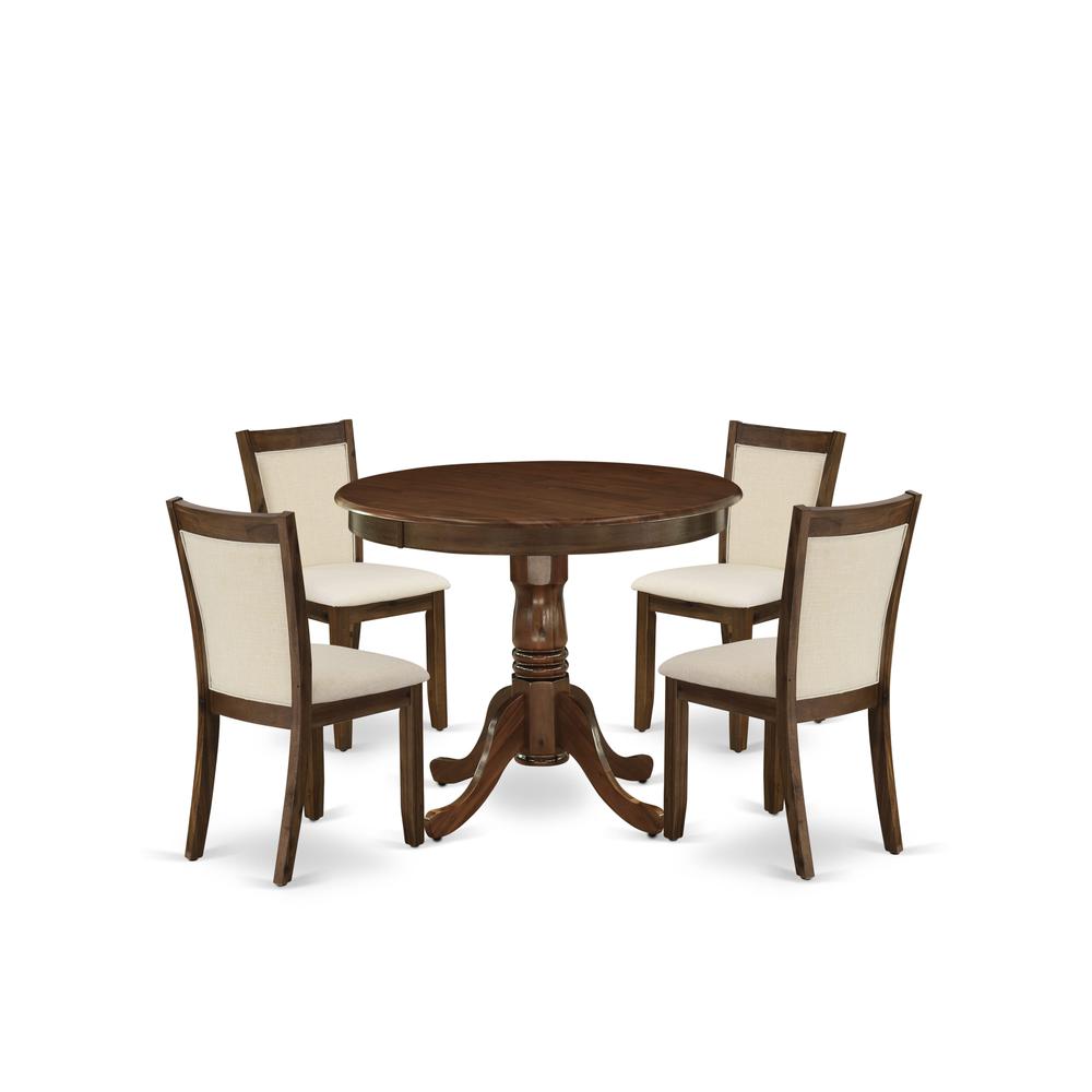 5 Pc Dining Set Includes a Round Wooden Table and 4 Parson Chairs. Picture 6