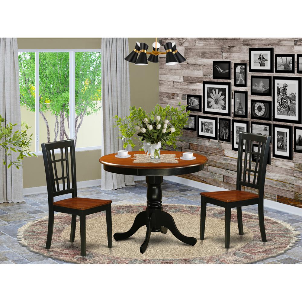 3  PC  Dining  Table  with  2  Wood  Chairs  in  Black  and  Cherry. Picture 2