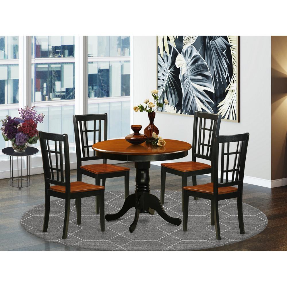 5  Pc  Dining  Table  with  4  Wood  Chairs  in  Black  and  Cherry. Picture 2