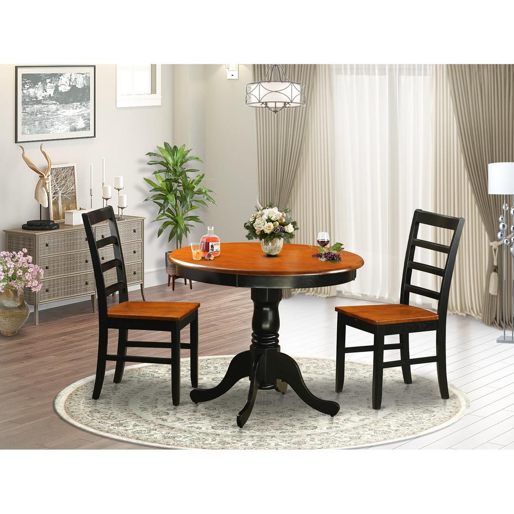 Dining  furniture  set  -  3  Pcs  with  2  Wooden  Chairs  in  Black  and  Cherry. Picture 2