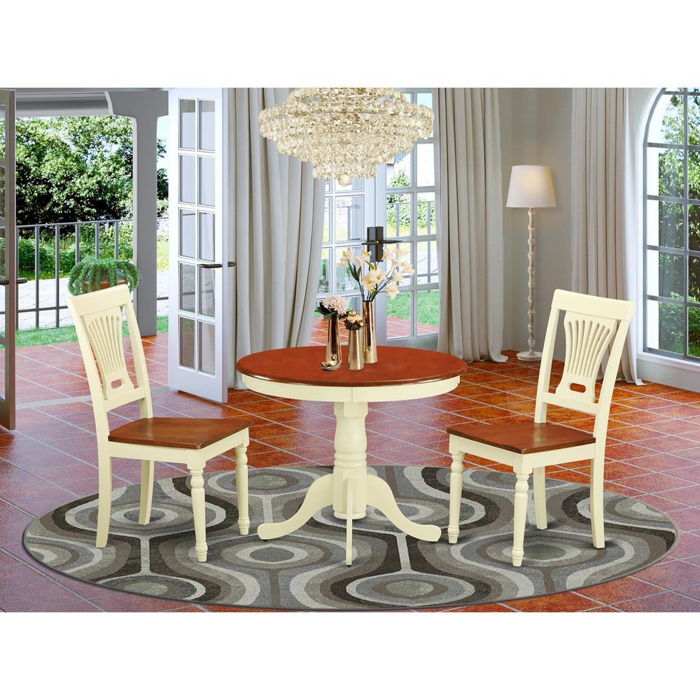 3  PC  Kitchen  nook  Dining  set-round  Table  plus  2  Dining  Chairs. Picture 1