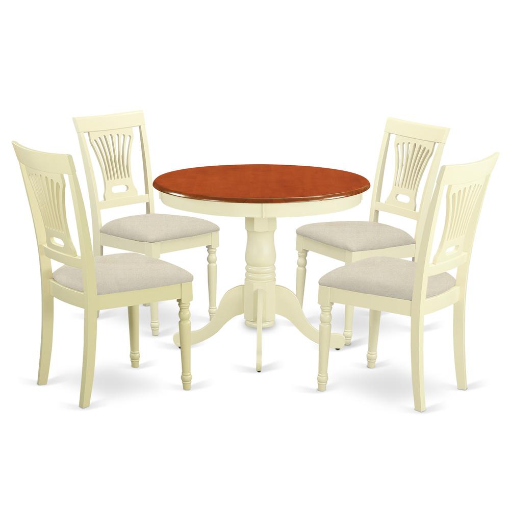 ANPL5-WHI-C 5 Pc Kitchen Table set-small Kitchen Table and 4 Chairs for Dining room. Picture 1