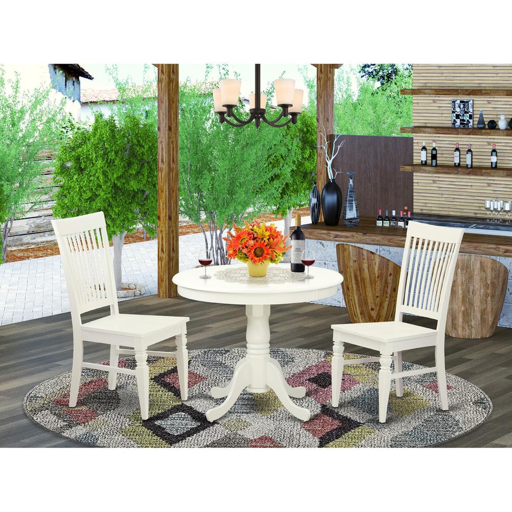 3  Pc  set  with  a  Table  and  2  Wood  Dinette  Chairs  in  Linen  White.. Picture 1