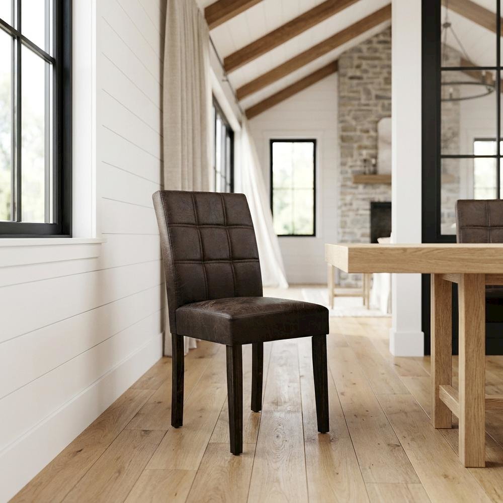 Wooden Parsons Dining Chair, Upholstered Kitchen and Dining Room Chair, Set of 2. Picture 3