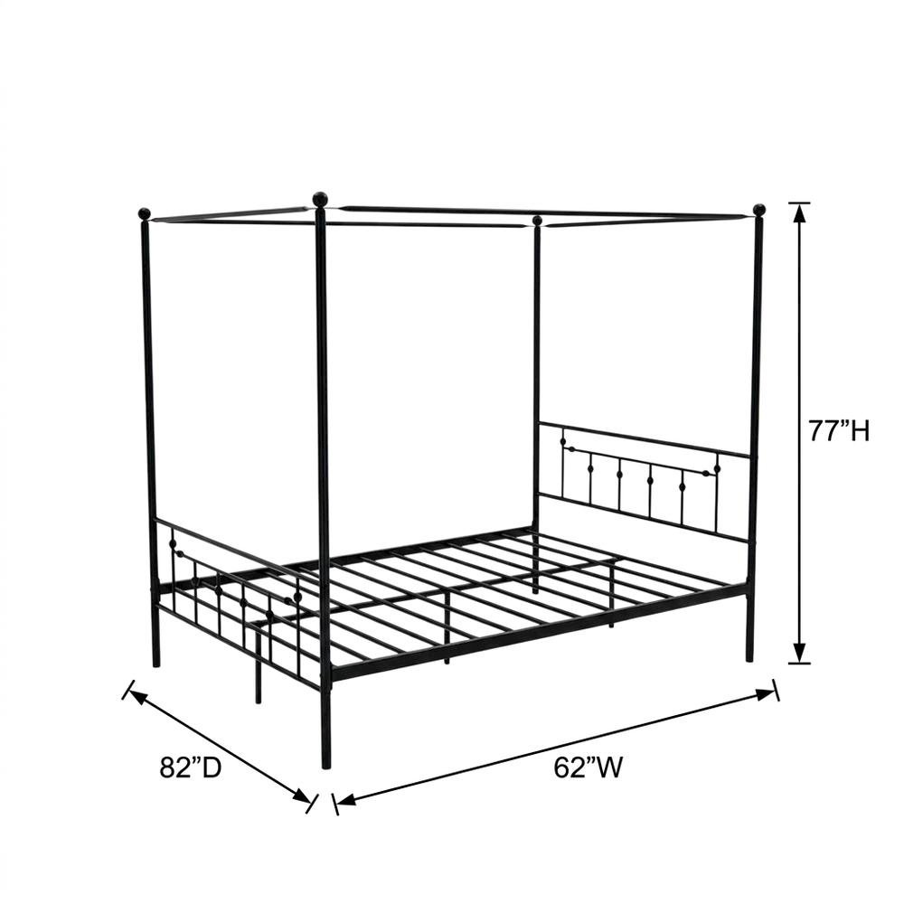 Solid Wood Canopy Bed with Metal Frame, Full Size Canopy Bed Frame. Picture 5
