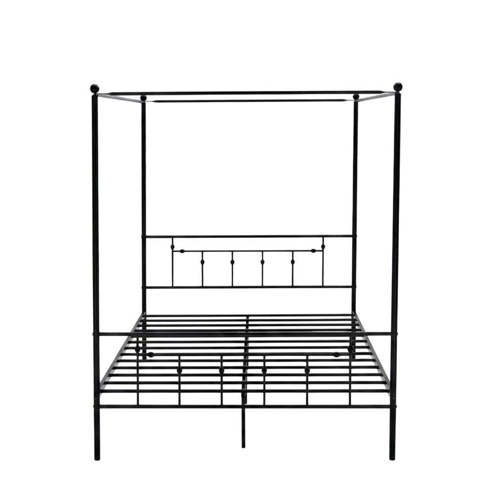Solid Wood Canopy Bed with Metal Frame, Full Size Canopy Bed Frame. Picture 1