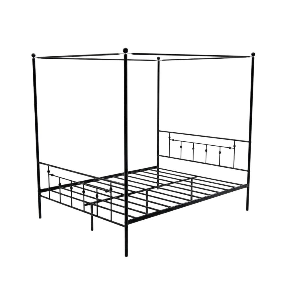 Solid Wood Canopy Bed with Metal Frame, Full Size Canopy Bed Frame. Picture 4