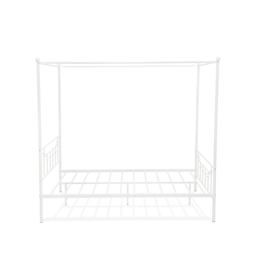 ATQCWHI Anniston Queen Bed with Luxurious Style Headboard and Footboard - Canopy Metal Frame in Powder Coating White. Picture 3