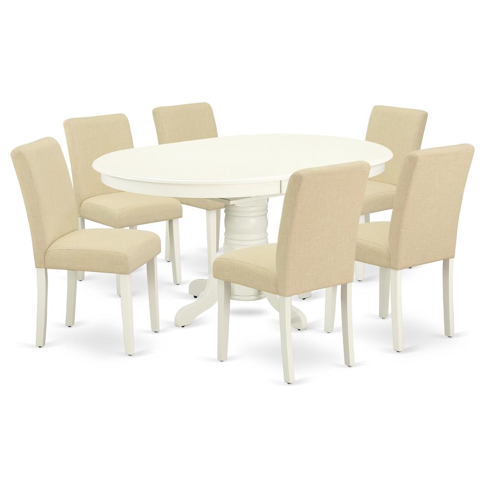 Dining Room Set Linen White, AVAB7-LWH-02. Picture 1