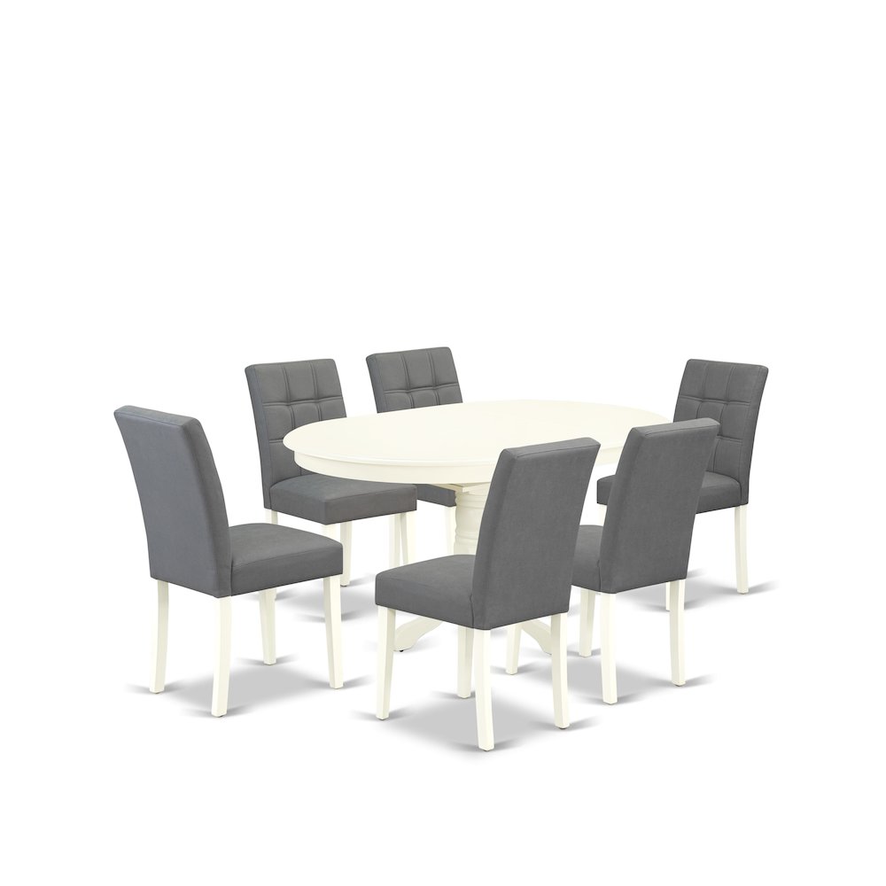 7 Piece Kitchen Table Set consists A Wood Table. Picture 1
