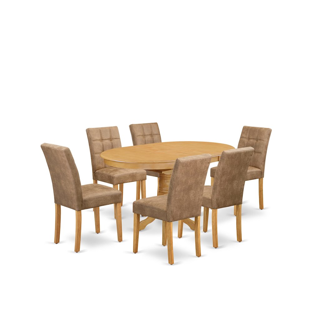 7 Piece Kitchen Dining Table Set consists A Wood Table. Picture 1