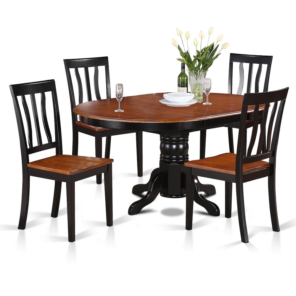 5  Pc  Dining  room  set-Oval  Dining  with  Leaf  and  4  Dining  Chairs. Picture 1