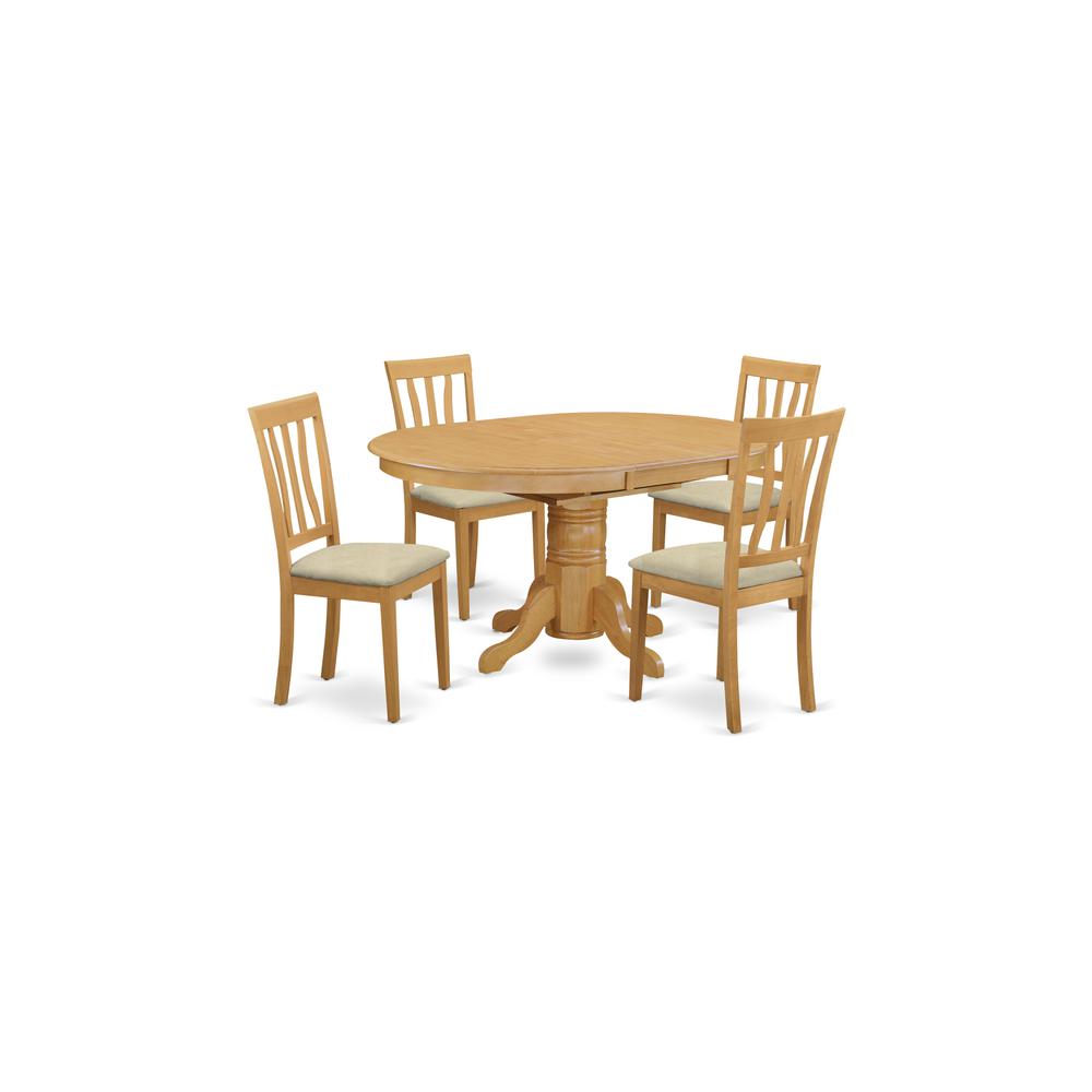 AVAT5-OAK-C 5 PC Dining room set - Kitchen dinette Table and 4 Kitchen Chairs. Picture 1