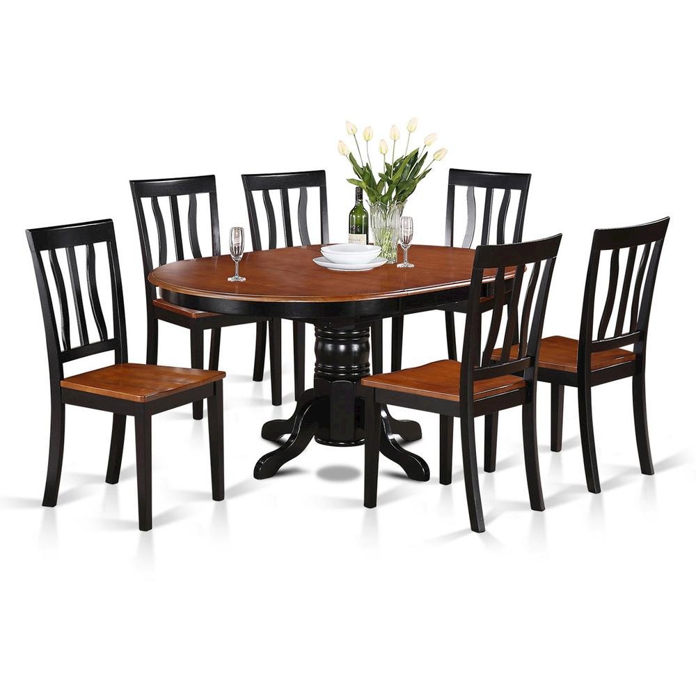 Elegant Oval Dining Table Set – 6 Chair Dining Table with Extendable Leaf. Picture 1