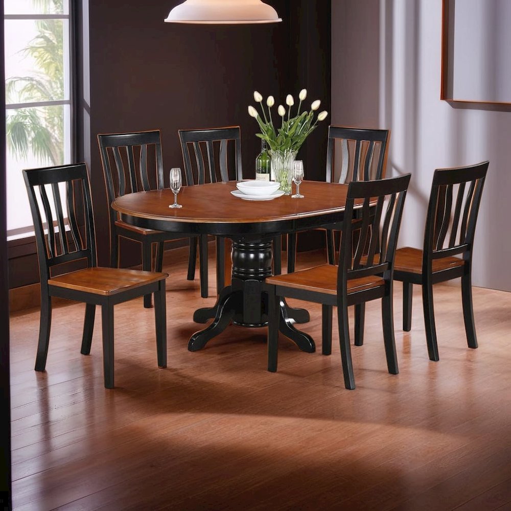 Elegant Oval Dining Table Set – 6 Chair Dining Table with Extendable Leaf. Picture 3