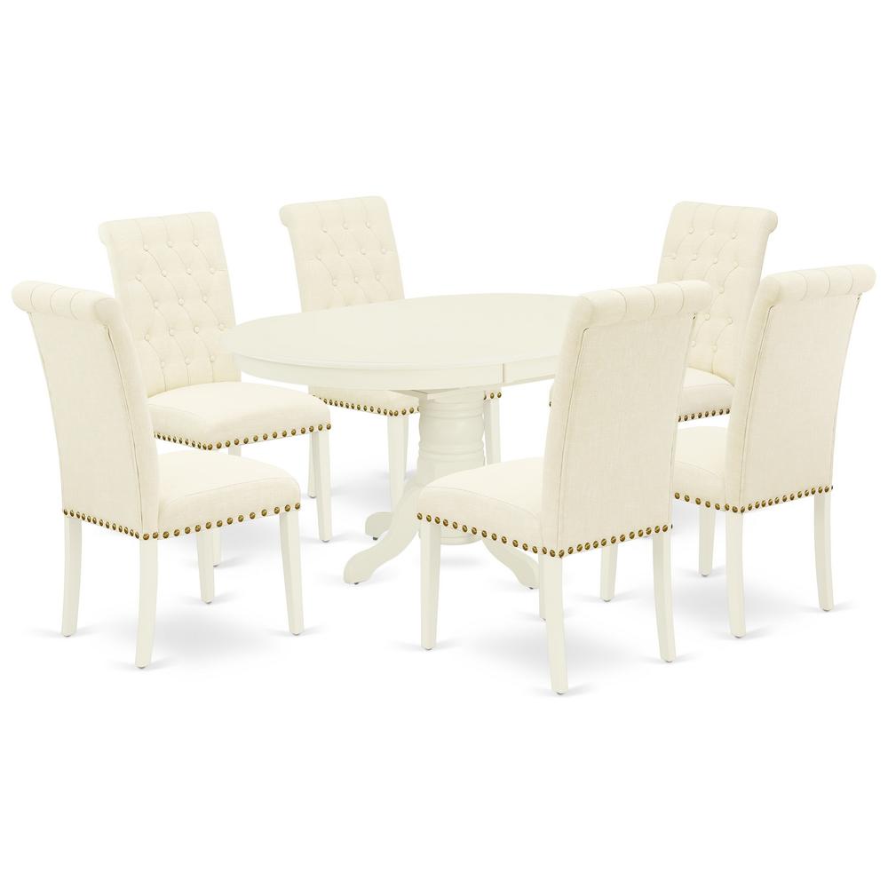 Dining Room Set Linen White, AVBR7-LWH-02. Picture 1
