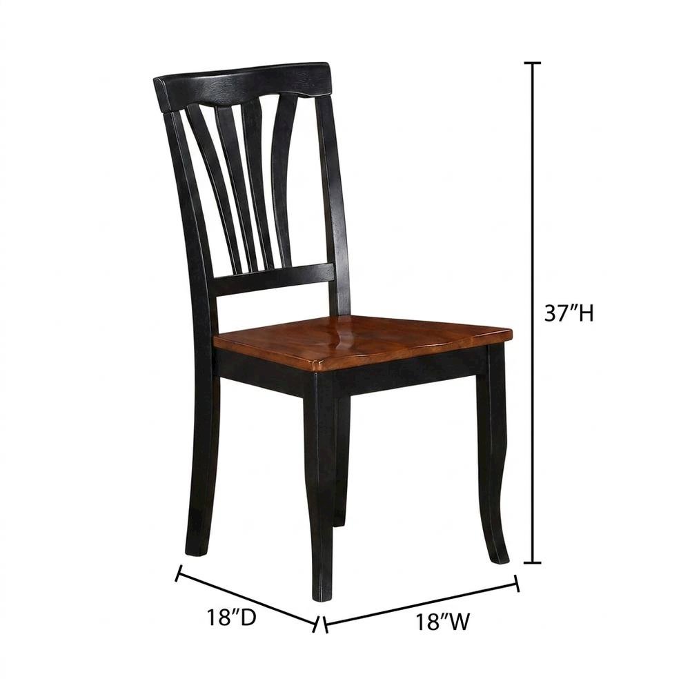 Solid Wood Traditional Dining Chair, Black & Cherry, Set of 2. Picture 5