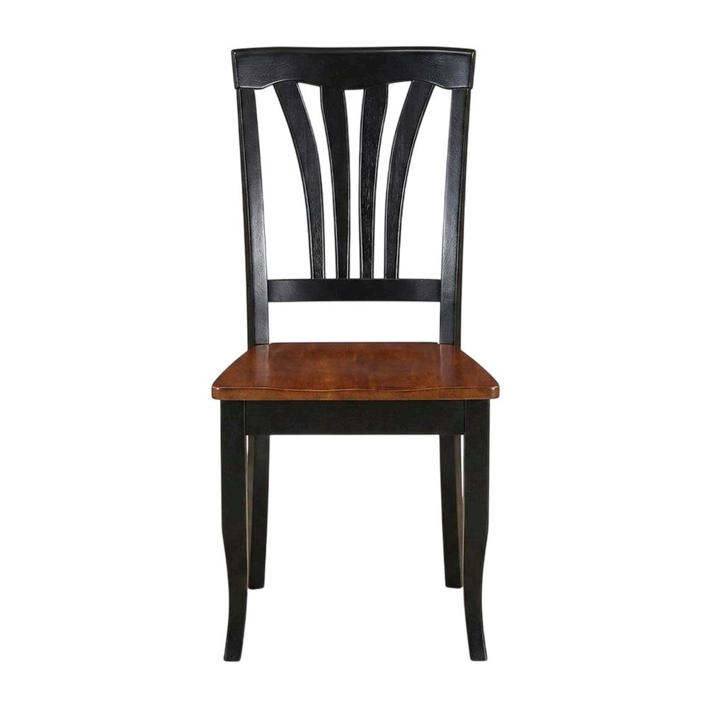 Solid Wood Traditional Dining Chair, Black & Cherry, Set of 2. Picture 1