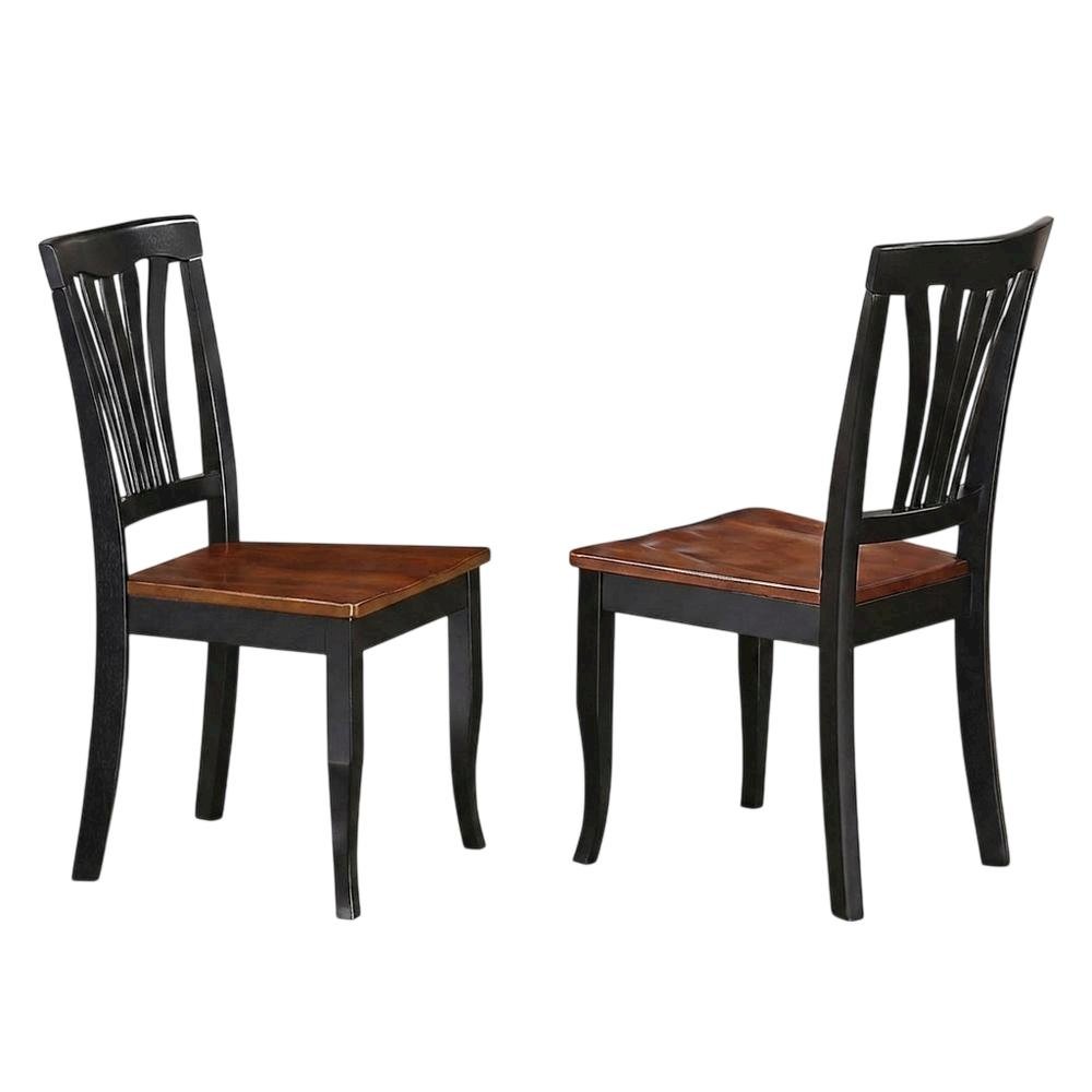 Solid Wood Traditional Dining Chair, Black & Cherry, Set of 2. Picture 4