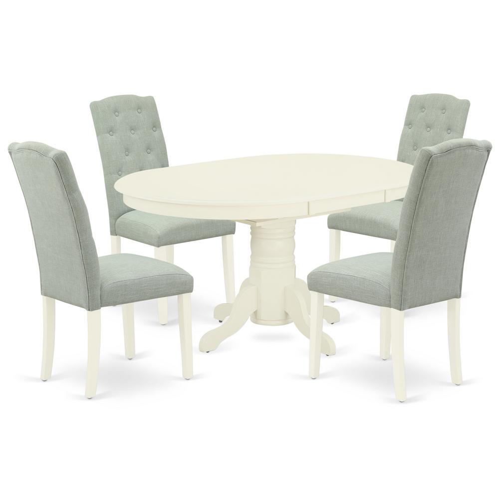 Dining Room Set Linen White, AVCE5-LWH-15. Picture 1