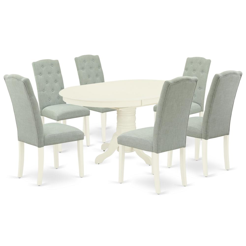 Dining Room Set Linen White, AVCE7-LWH-15. Picture 1