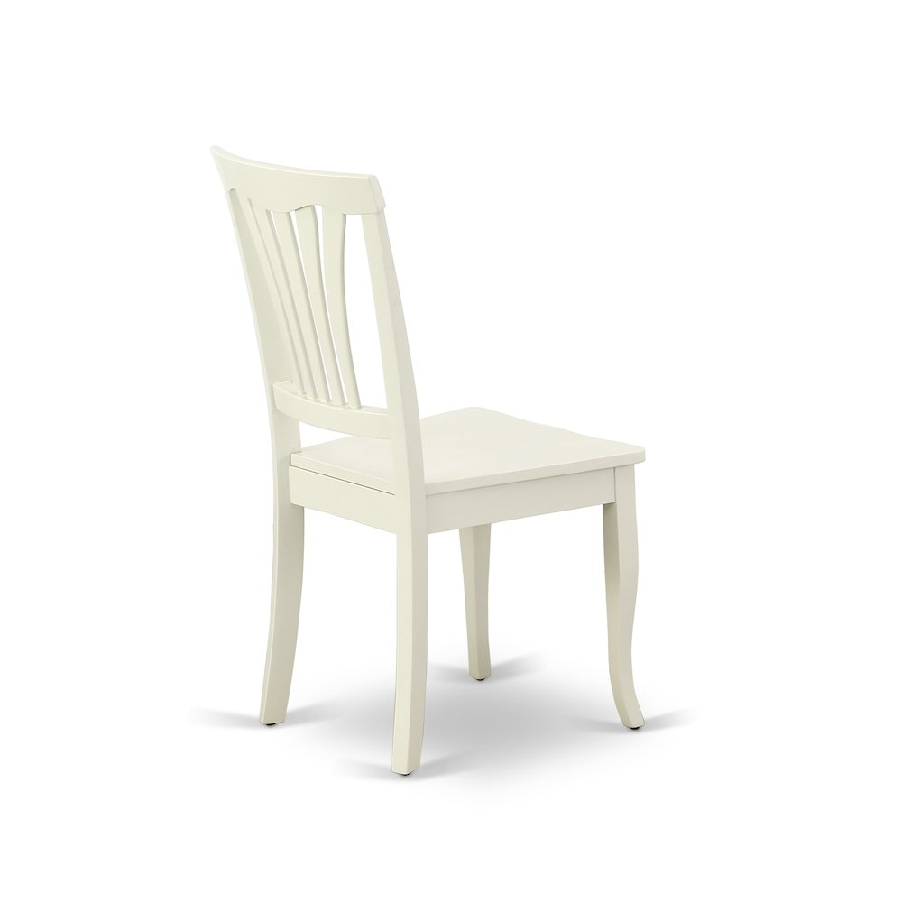 East West Furniture 3 Piece Dining Table Set Includes 1 Round Pedestal Dining Table and 2 Linen White Dinning Room Chairs with Slatted Back - Linen White Finish. Picture 10