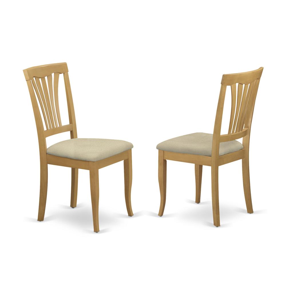 AMAV3-OAK-C 3 Piece Dining Room Set - 1 Kitchen Table and 2 Oak Linen Fabric Dinning Room Chairs - Oak Finish. Picture 3