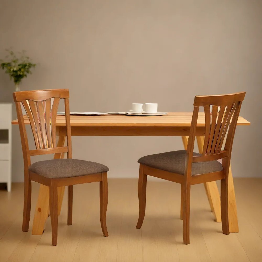 Elegant Wooden Dining Chairs – Linen Fabric Kitchen Chairs, Set of 2. Picture 2