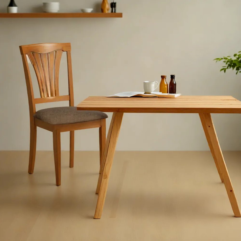 Elegant Wooden Dining Chairs – Linen Fabric Kitchen Chairs, Set of 2. Picture 3