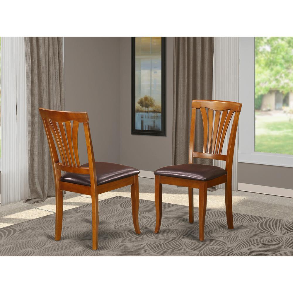 Avon kitchen dining Chair with Faux Leather Seat - Saddle Brow Finish, Set of 2. Picture 2