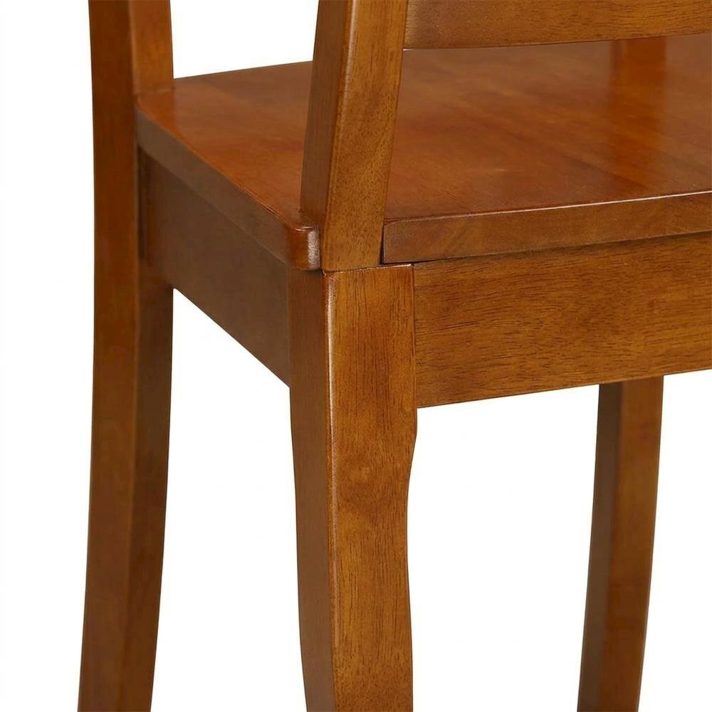Solid Wood Traditional Dining Chair, Saddle Brown, Set of 2. Picture 8