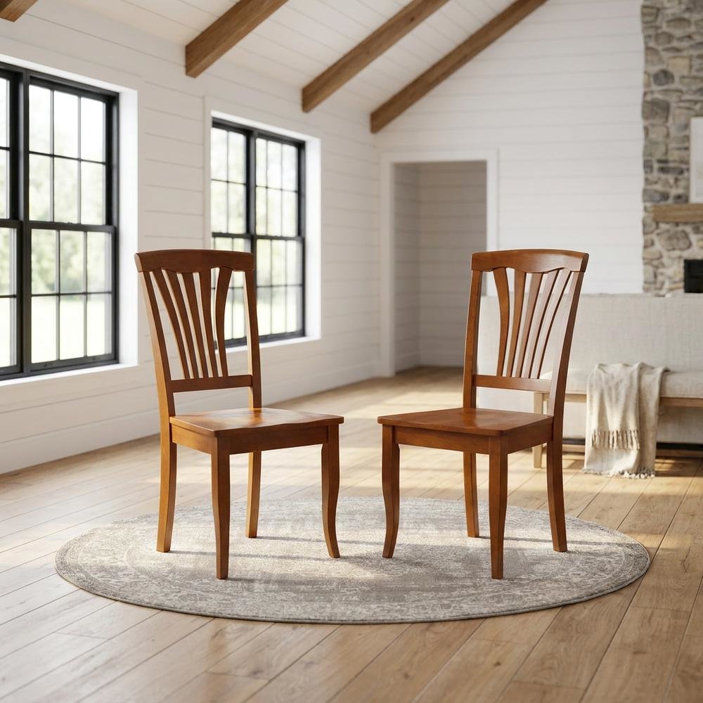 Solid Wood Traditional Dining Chair, Saddle Brown, Set of 2. Picture 3