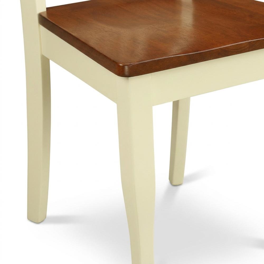 Solid Wood Dining Chairs with Wood Seat, Buttermilk and Cherry, Set of 2. Picture 8