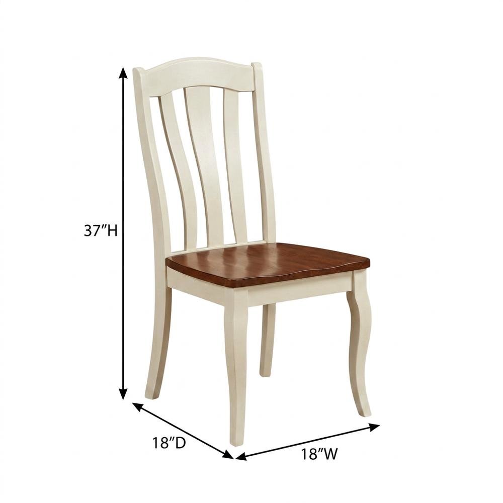 Solid Wood Dining Chairs with Wood Seat, Buttermilk and Cherry, Set of 2. Picture 6
