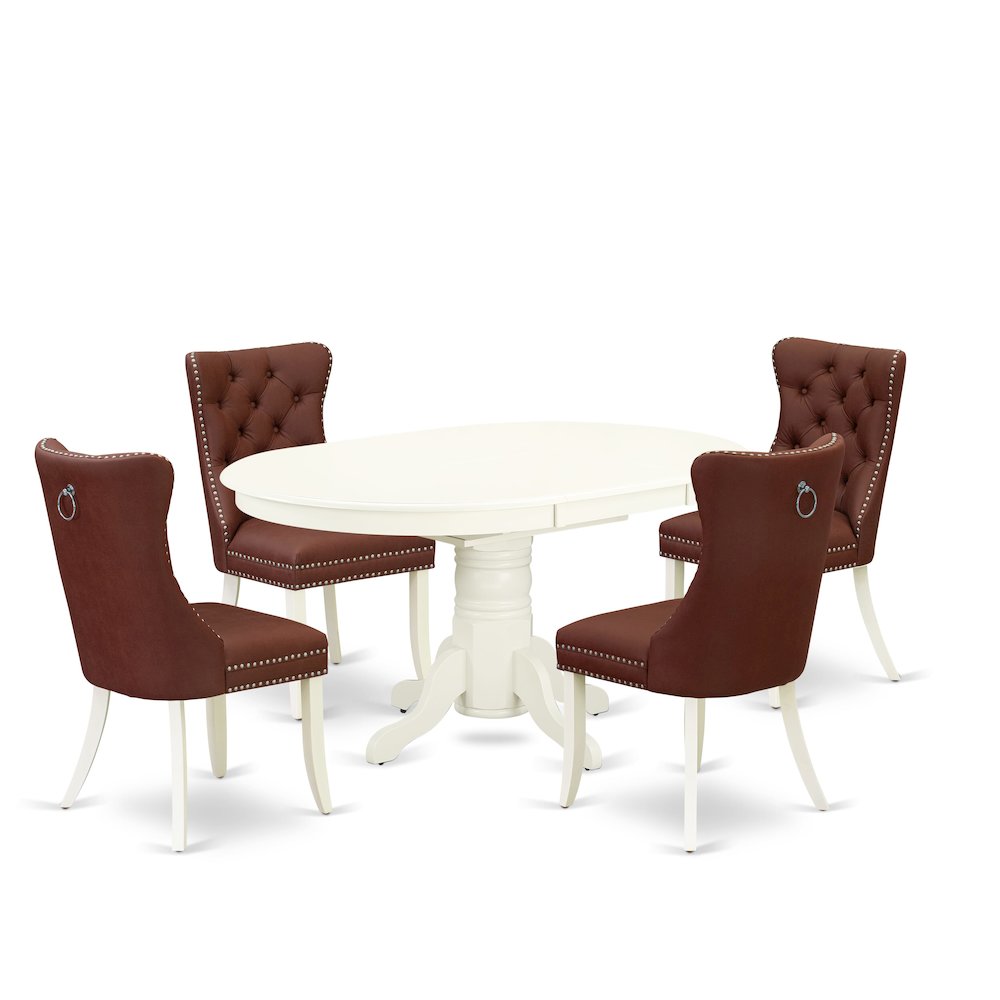 5 Piece Dining Room Furniture Set Consists of an Oval Dining Table. Picture 1