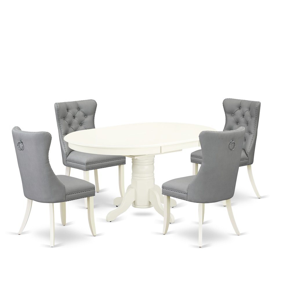5 Piece Dining Set Contains an Oval Kitchen Table with Butterfly Leaf. Picture 1