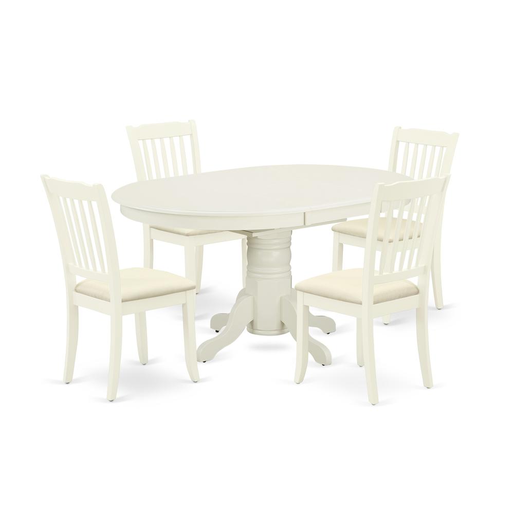 Dining Room Set Linen White, AVDA5-LWH-C. Picture 1