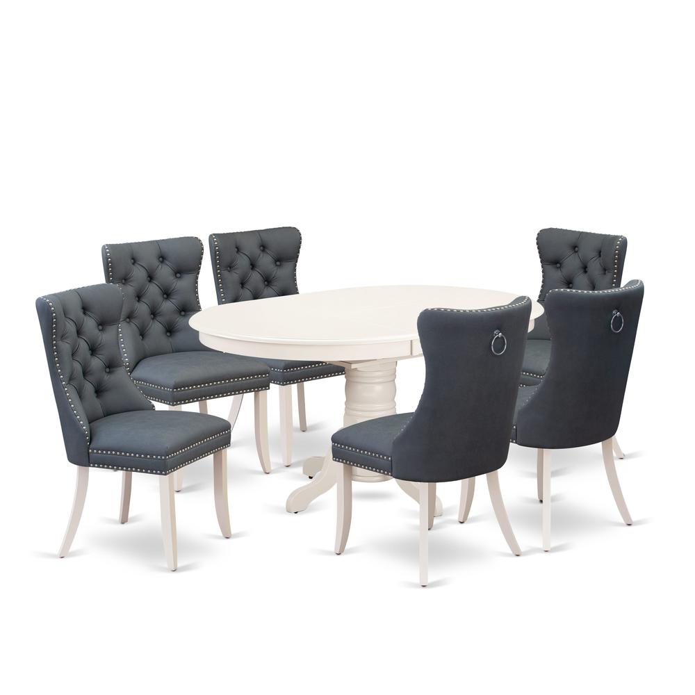 7 Piece Dining Set Contains an Oval Kitchen Table with Butterfly Leaf. Picture 6
