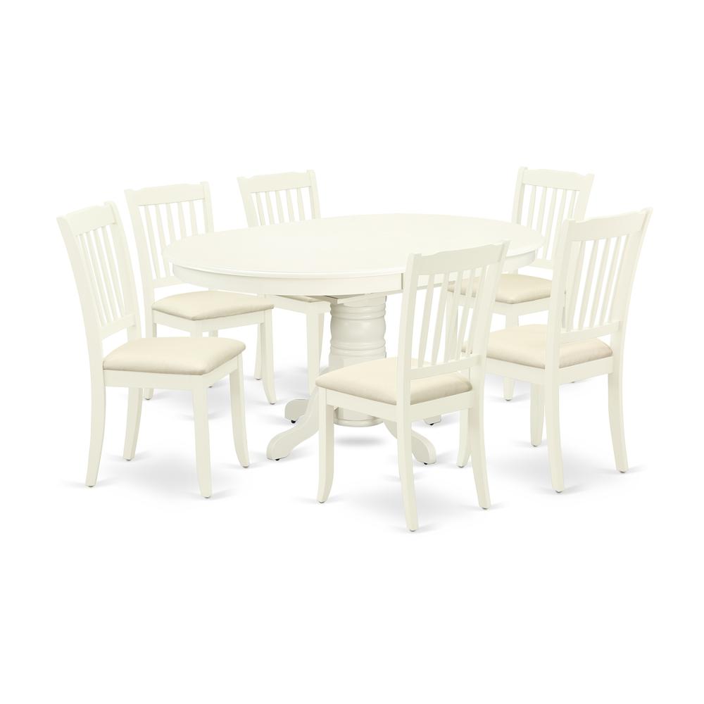 Dining Room Set Linen White, AVDA7-LWH-C. Picture 1