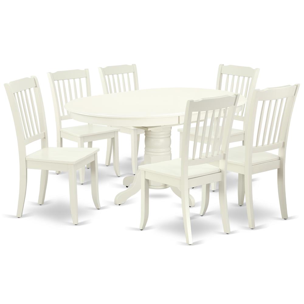 Dining Room Set Linen White, AVDA7-LWH-W. Picture 1