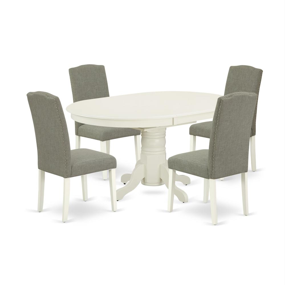 Dining Room Set Linen White, AVEN5-LWH-06. Picture 1