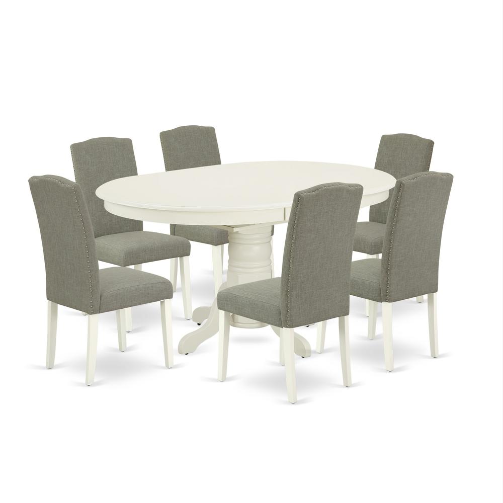 Dining Room Set Linen White, AVEN7-LWH-06. Picture 1