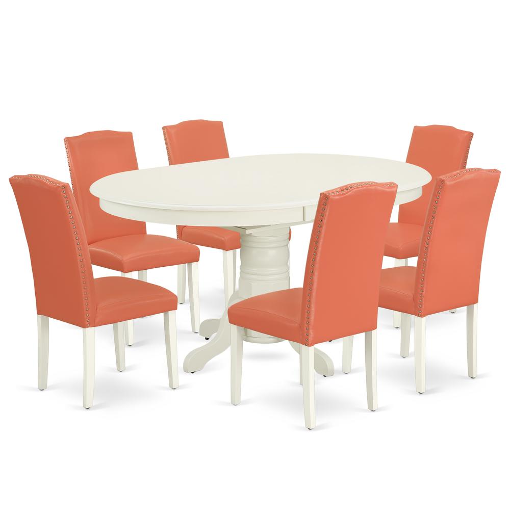 Dining Room Set Linen White, AVEN7-LWH-78. Picture 1
